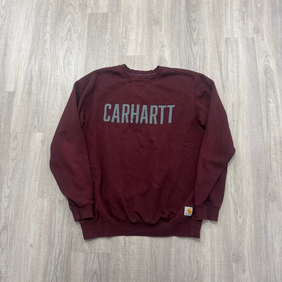 Carhartt Other - Carhartt Sweatshirt Men's Medium Red Crewneck Spellout Workwear Work Pullover
